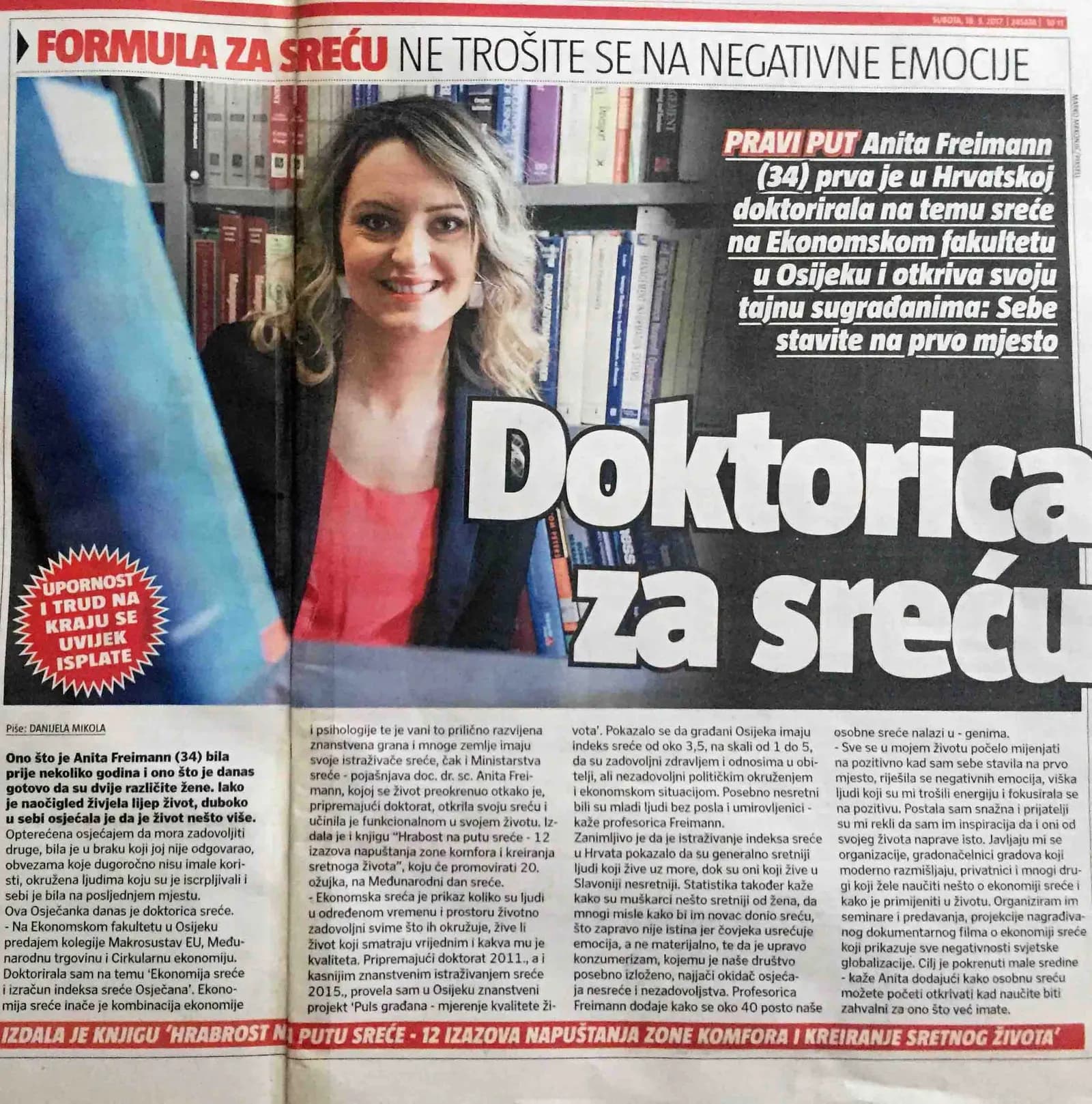Interview about happiness: The Happiness Doctor, 24 sata, journalist Danijela Mikola, 18. 3. 2017.