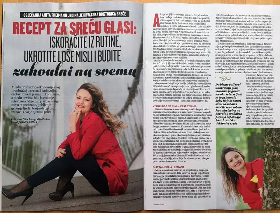 Interview about happiness: The recipe for happiness reads: Step out of your routine, tame negative thoughts and be grateful for everything, Vita, journalist Nina Čiča, 24. 4. 2017.